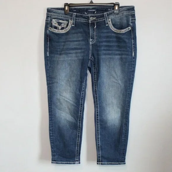 VIGOSS Capri Heritage Fit Jeans Thick Stitch Women's Size 16 H12054 - Picture 2 of 12